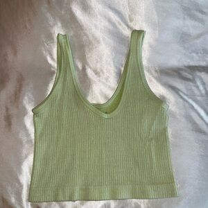 Urban Outfitters Green Ribbed Crop Tank Top